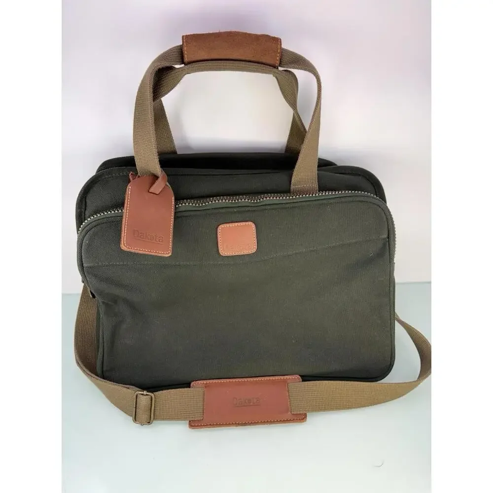 Vintage Dakota By TUMI Messenger Bag 90s Canvas Olive Green Shoulder Strap